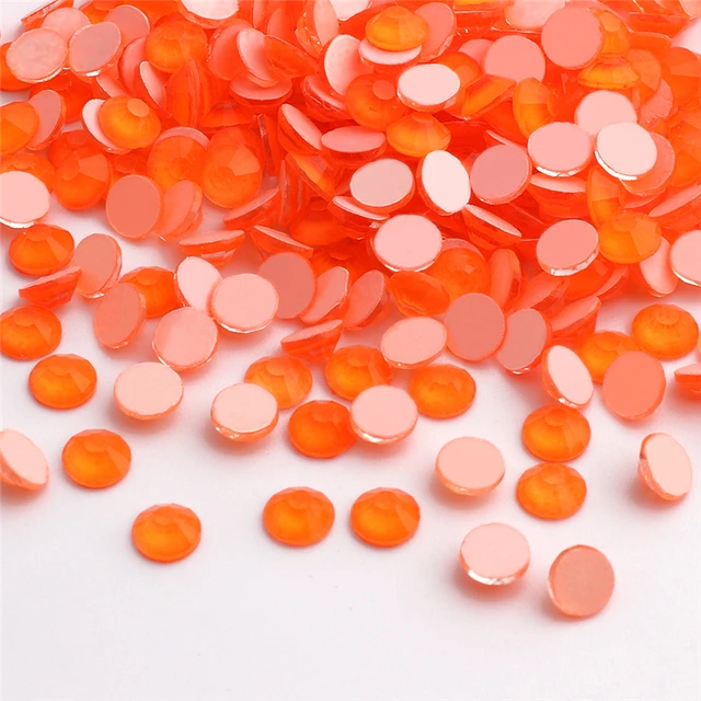 SS6-SS30 Hotfix Glass Flatback Rhinestone Orange Glitter Round