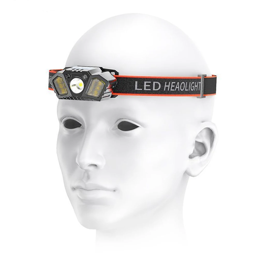 XPE 캠핑 헤드램프 지능형 파도 감지 LED 비상등, 캠핑 낚시 등산용 USB 충전식, 5 가지 조명 모드