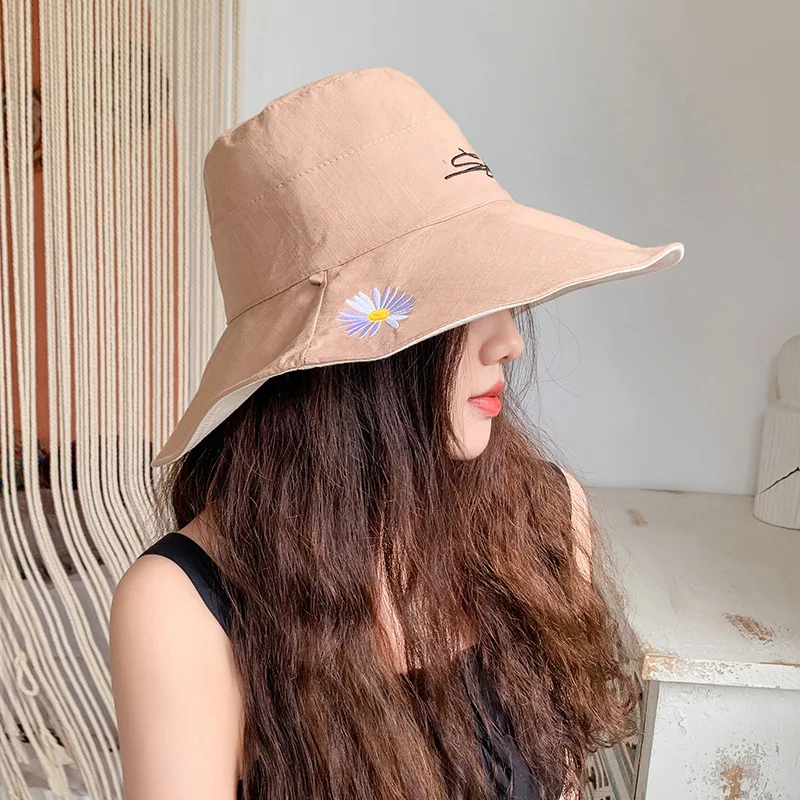 1PC Fisherman's Hat Fashion Daisy Millinery Summer Sun Protection Sun Hat Embroidery Daisies Women's Sunhat Hats for Women