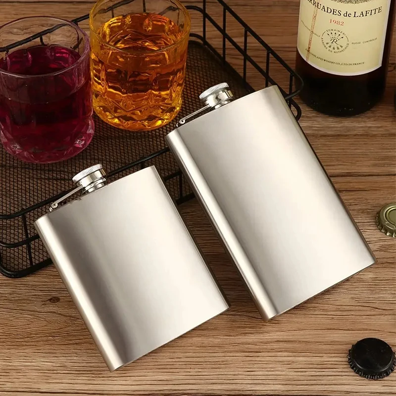 Sleek Stainless Steel Hip Flask - 10oz Portable Alcohol Bottle with Screw Cap