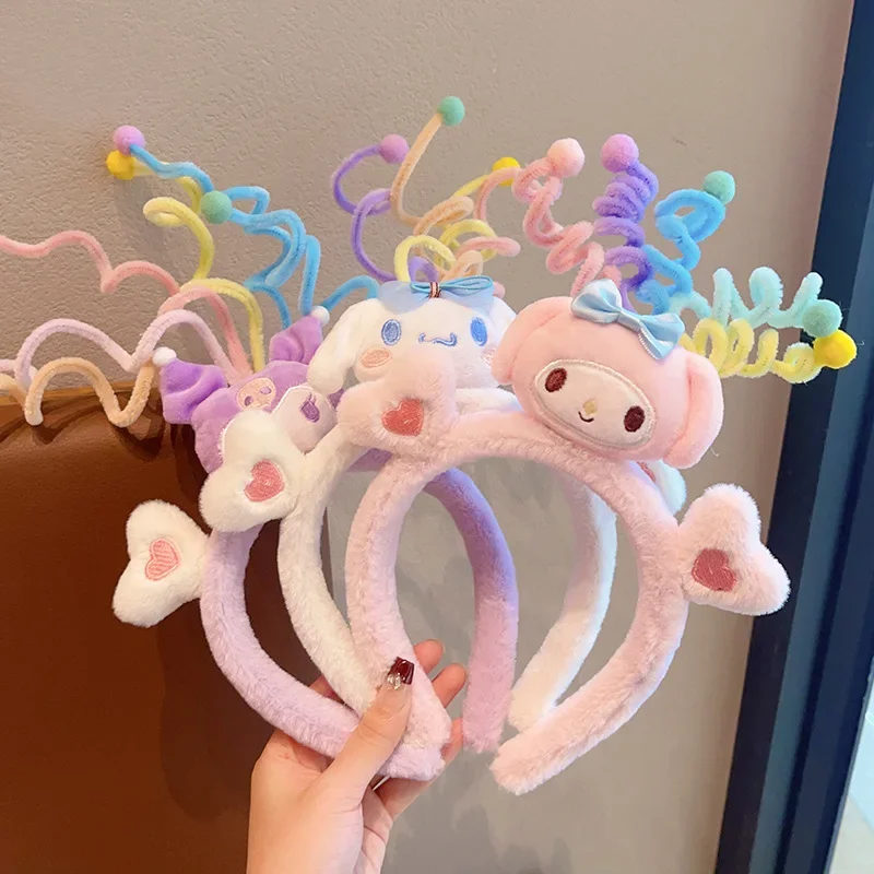 

Sanrio Kuromi Children's Plush Headband Cinnamoroll My Melody Cute Cartoon Creative Kawaii Autumn Winter Funny Girl's Hair Band