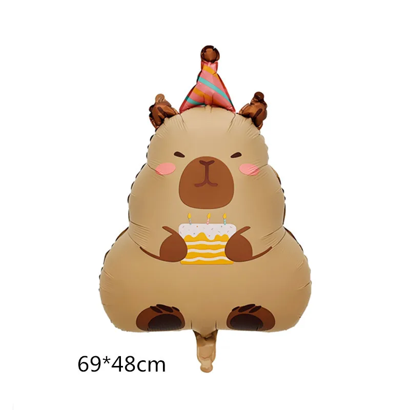 Capybara Geburtstagsdekoration Tischgeschirr Tassen Teller Niedliche Capybara-Luftballons Banner Hintergrund Schlüsselanhänger Geschenktüte Mädchen-Partyzubehör – Detail 36