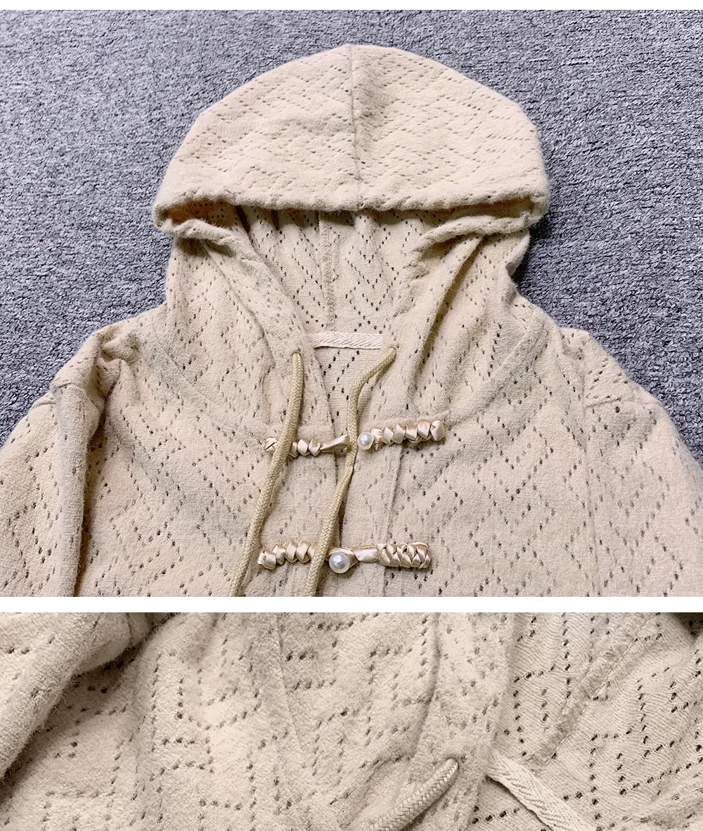 Chinese Style Female Hoodies Autumn Elegant Ladies Hooded Pullovers Hollow Out Women's Sweatshirts Loose Casual Jackets Lady Top