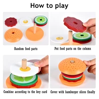 Wooden Hamburg Sandwich Stacking Toys for Toddlers and Kids Montessori Preschool Educational Toys Fine Motor Skill kitchen Toy 4