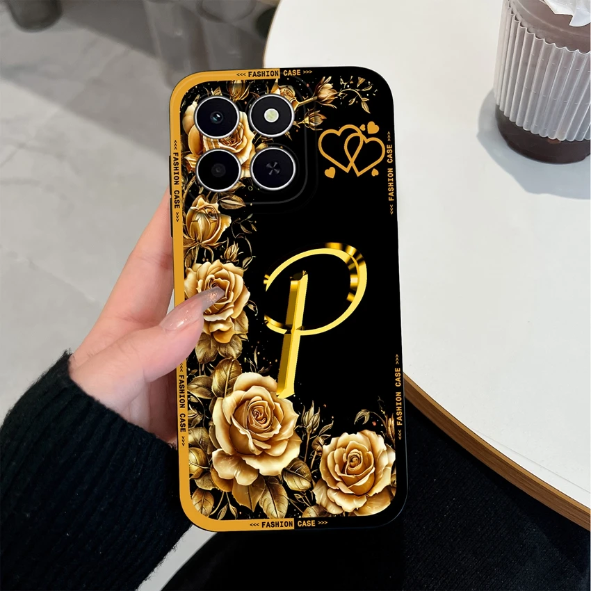 Fashionable Matte Silicone Floral Letter Design Shockproof Protective Phone Case