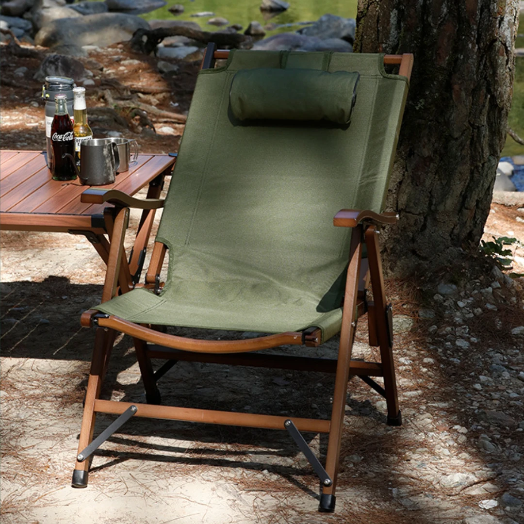 Outdoor Camping Folding Chair Portable Recliner Solid Wood Outdoor Picnic Chair Camping Folding Chair Outdoor Chair