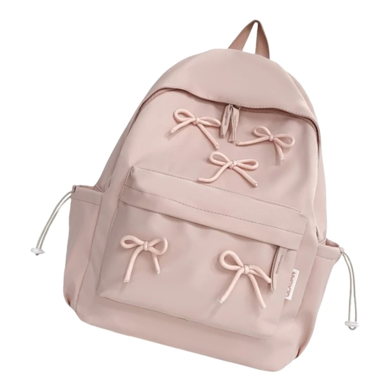 Large Capacity Backpack Student School Backpack Lovely Bows Backpack Fashion Laptop Backpack Solid Color Travel Backpack 4