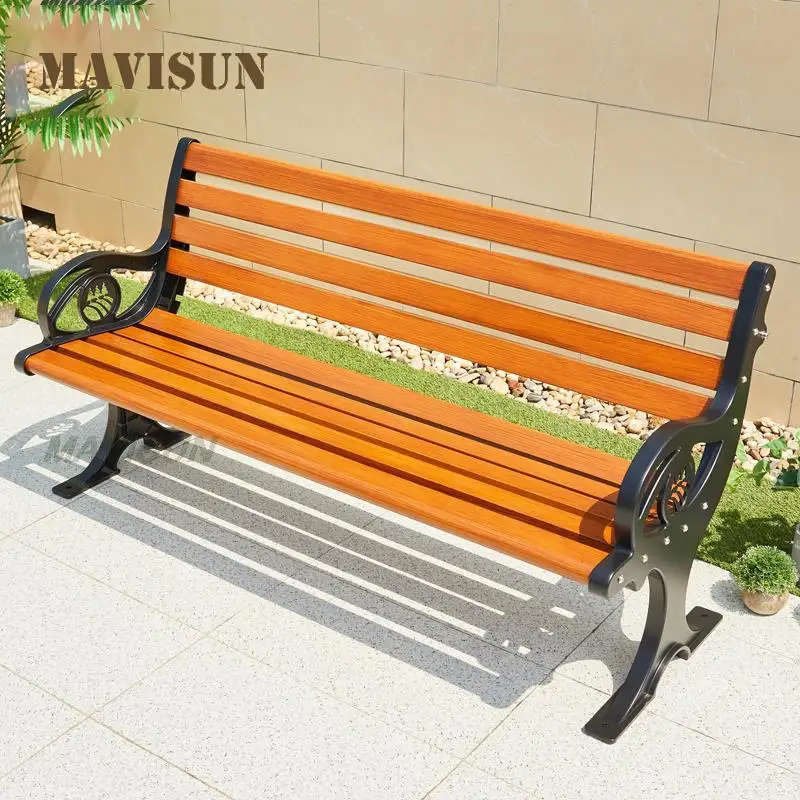 Camping Furniture Garden Aluminum Retro Black Simple Long Chair For Park Square Plaza Outdoor Shopping Street Lazy Waiting Chair
