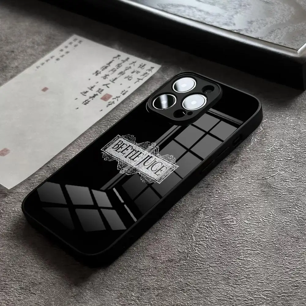 thumbnail image 1 of Funda de teléfono B-Beetlejuices 2 para iPhone 15 Pro Max 14 Plus 12 Mini 11 13 X XR XS 16 Plus SE con cubierta trasera de vidrio templado, 1 of 5