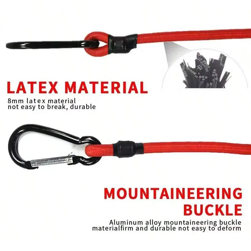 30-150CM Red Elastic Rope Hook Outdoor Small Tool Lightweight Tent Rope Buckle Packaging Roof Luggage Strap