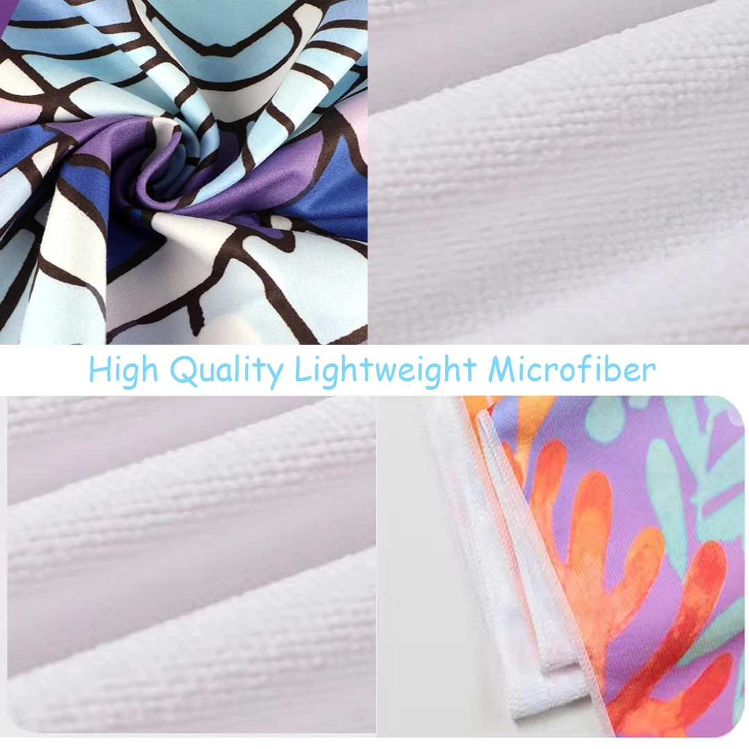 Microfiber Beach Towel Absorbent bath towel big Quick-drying sunscreen for Adults Travel Swimming Pool Purple Flower Pattern 6