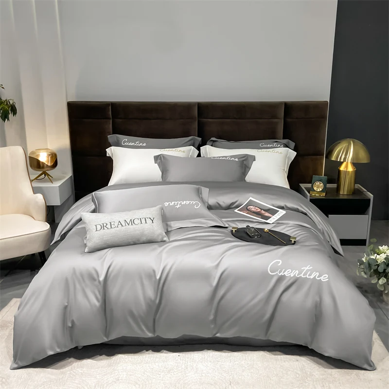 

100% Egyptian Cotton Bedding Set Four Piece Twin Size Full Size Queen Size King Size Duvet Cover Bed Sheet Pillow Cover