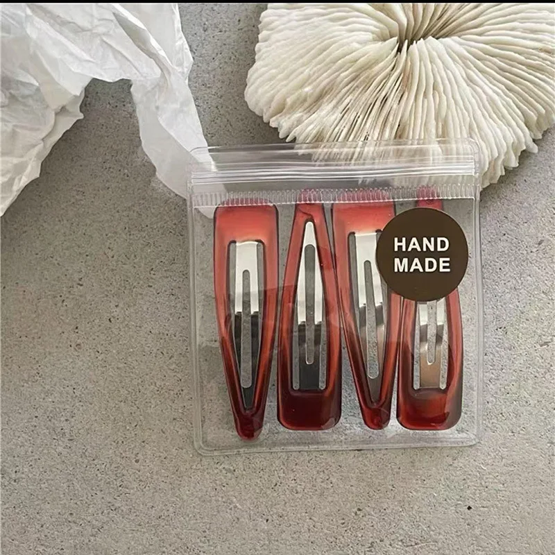 4 Stück/Set Bunte Öl- und Wassertropfen-Haarspangen für Mädchen, einfache BB-Clips für Ponyfransen, rosa Haarspangen, niedliche Haarnadel-Accessoires – Detail 6