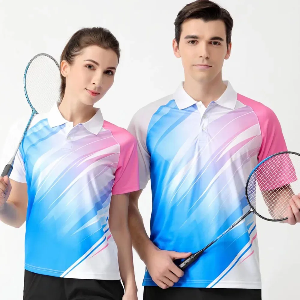 

Men Women Badminton Jersey Tennis Shirt Quick Dry Summer Sports Clothes Tops Short Sleeve Ping Pong Golf Table Tennis Uniforms