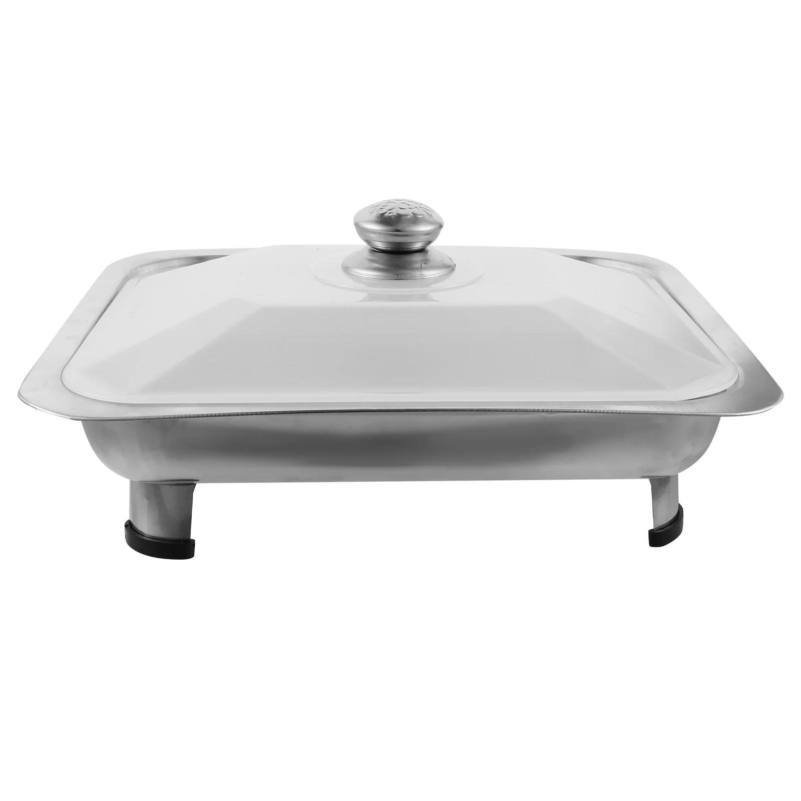 Rectangular Stainless Steel Dinner Plate Food Tray Serving Dish dining dish Steam Table Holder Plastic Cover Kitchen