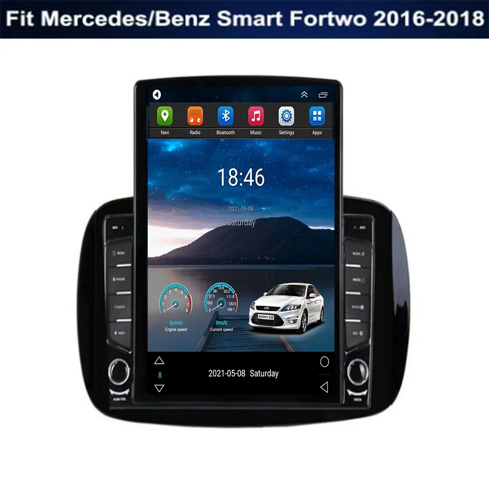 Android 13.0 9.7 "Stile Verticale Schermo Tesla Autoradio Navigazione Gps Lettore Multimediale Fit Mercedesbenz Smart Fortwo 2016-2025