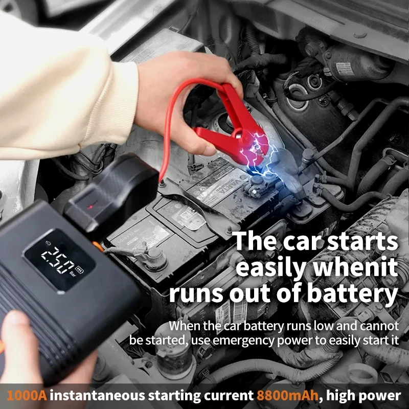 6 in 1 Car Jump Starter Air Pump Multi-function Air Compressor Convenient Tire Inflator Auto Battery Car Emergency Starter Power