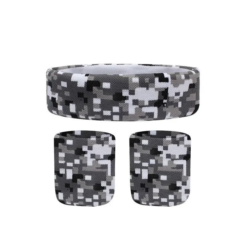 3 개/대 망 머리띠 스포츠 Sweatband 위장 인쇄 스트레치 탄성 손목 지원 팔찌 피트니스 러닝 테니스 Headwrap