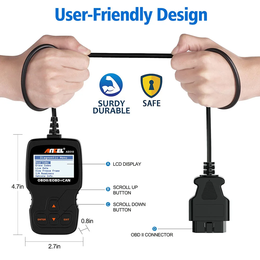 portable car battery charger Ancel AD310 Car Full OBD2 Diagnostic Tools OBD 2 Automotive Professional Code Reader Scanner Check Engine Auto OBD ll Scanner car inspection equipment