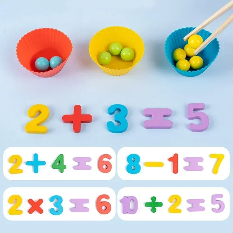 Wooden Montessori Clip Beads Toy Fine Motor Training Color Sorting Matching Early Learning Educational Toys for Children Kids