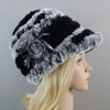 Russian Women Winter 100% Genuine Rex Rabbit Fur Caps Lady Warm Real Rex Rabbit Fur Hats Natural Soft Knitted Rex Rabbit Fur Hat 2