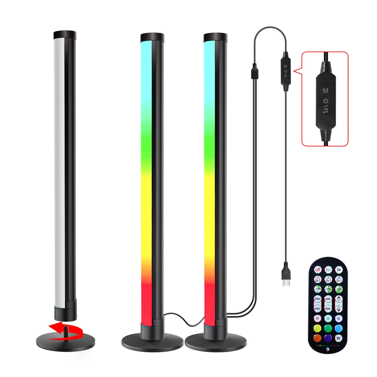 

LED RGB Atmosphere Pickup Voice Activated Rhythm Light Colorful APP Remote Control Ambient Strip Night Light Computer Decoration