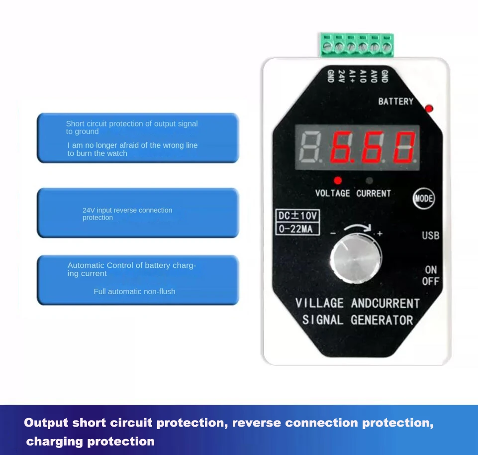 

Signal Generator 0-4-20mA Current And Voltage 0-10V/0-5V/0-3V/0-1V Handheld Output Calibrator