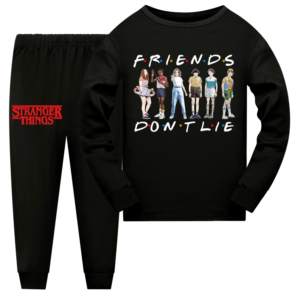 New Kids Stranger Things Pajamas Set Cotton Long Sleeved Tshirt+pants