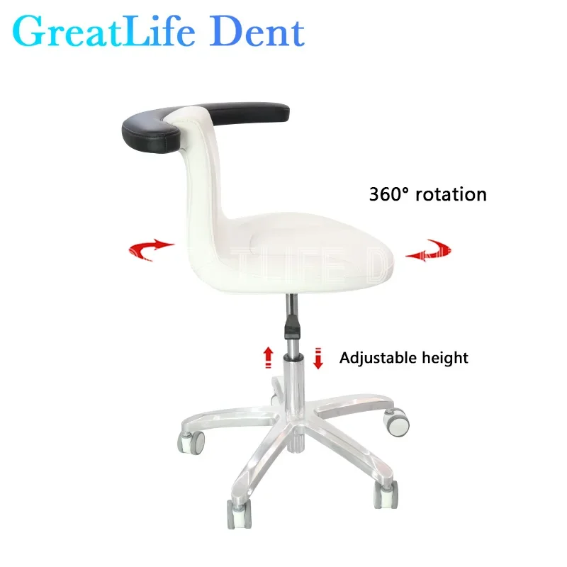

GreatLife Dental Customizable Colors Ergonomic Saddle Lifting Swivel Adjustable Double Mute Wheel Back Hostpital Doctor Chair