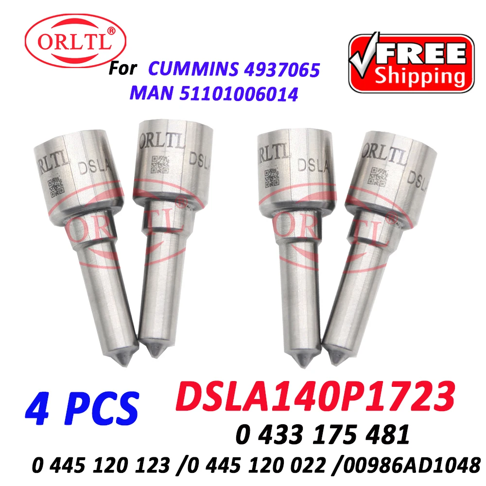 

4 шт. ORLTL новый дизельный инжектор DSLA 140 P 1723 0445120123 0445120022 Форсунка 0433175481 для CUMMINS 4937065 MAN 51101006014