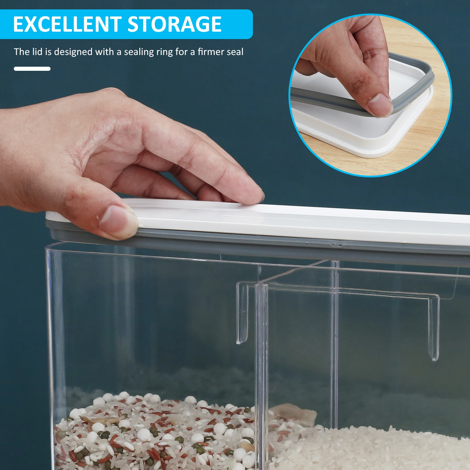Rice Dispenser Sealed Dry Cereal Grain Organizer Kitchen Container Storage Box Laundry Washing Powder Dispenser Wall Mounted