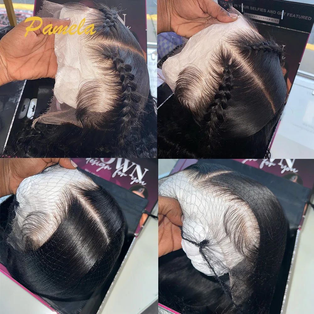 Super Double Drawn 250% Density Curly 13X6 HD Transparent Lace Front Braided Glueless Wig Pre Plucked Human Hair Ready To Wear