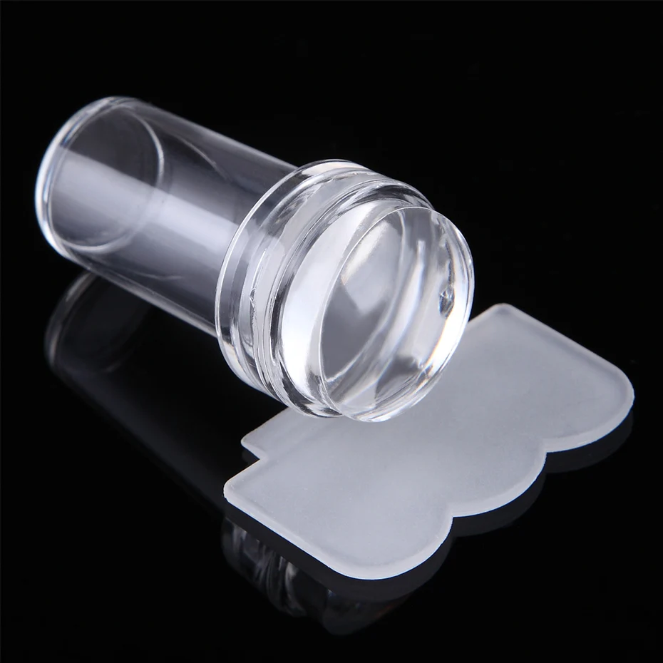 1pcs Transparent Silicone Nail Art Stamping Kit French Design For Manicure Plate Stamp Polish Seal Two Side Stamper Scraper Tool 2