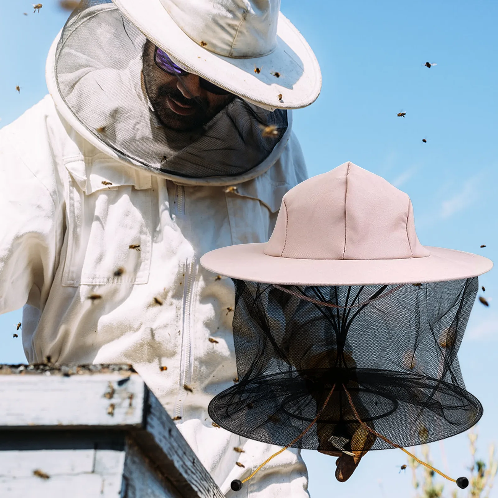 

Beekeeping Apicultura Veil Hat Bee Keeper Hunting Net Netting Cap Beekeepers Costume Gnats Insect Bug Mosquito Mesh Hats