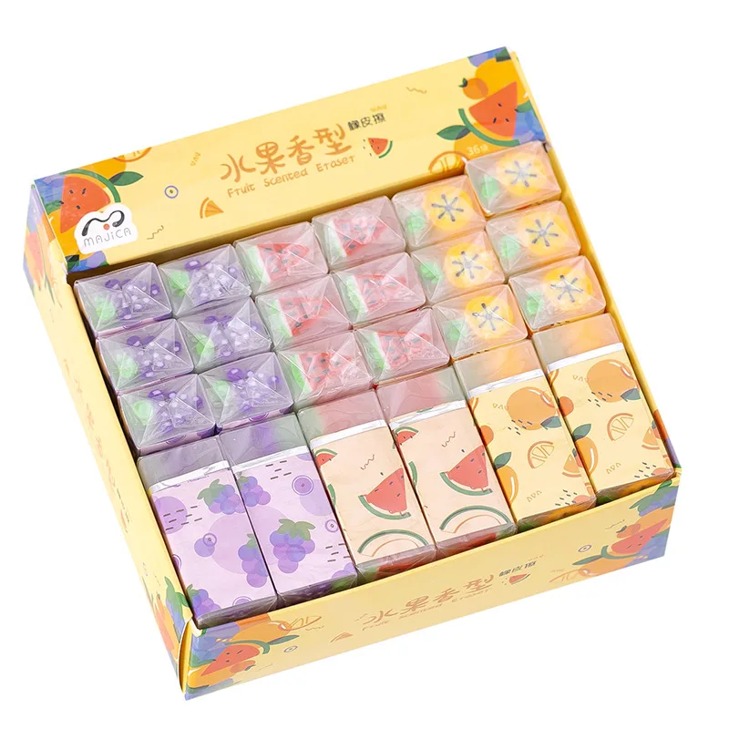 Translucent Fruit Eraser pencil eraser retractable eraser kneadable eraser biscuit eraser plasticine eraser with Fragrance Cute School Rubbers Lovely Animal Eraser Kawaii Stationery Cute Desk Accessories