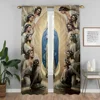 Virgin Mary Blackout Curtains for Camera Halloween Decoration Modern Living Room Curtains 2 Pieces Partition Shades Curtain Home 3