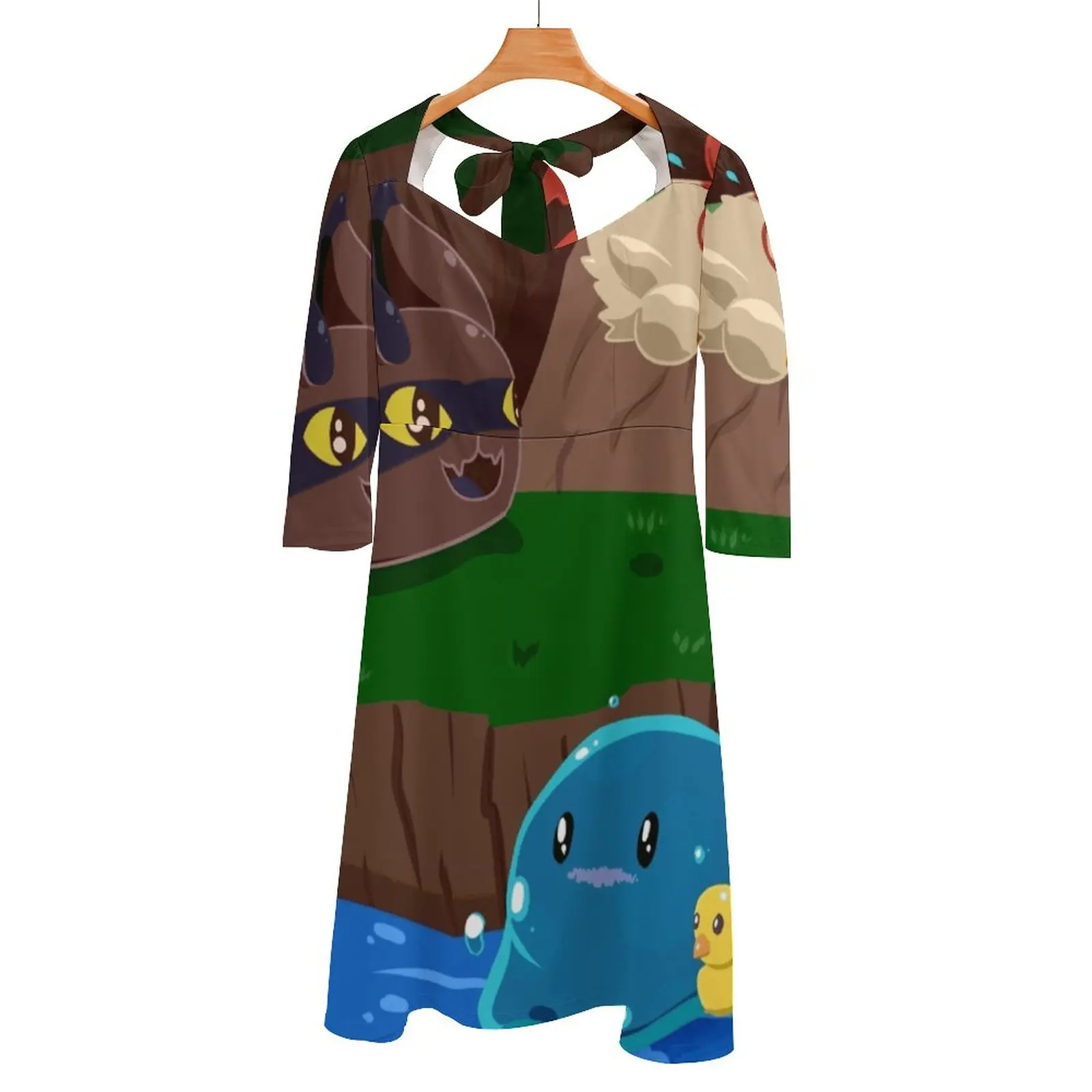 Hunter And Pozzanghera Slime Back Lacing Backless Dress Square Neck Dress New Elegant Women Waist Stretto Dress Shado Cadink