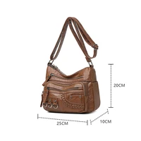 Sacs à main multi-poches vintage en cuir PU pour femmes, sacs à bandoulière pour dames, design de luxe, haute qualité, 2023 4