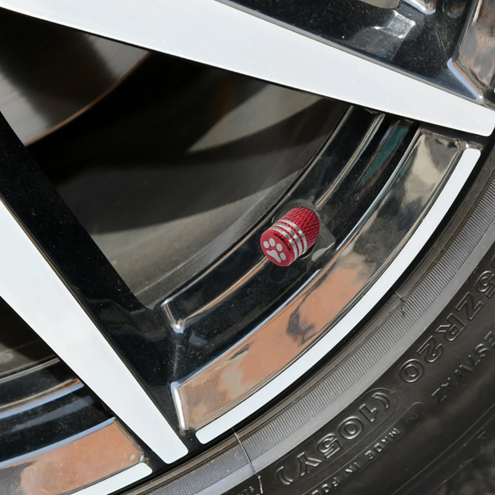 5Pcs 귀여운 발 인쇄 타이어 밸브 캡 금속 스템 커버 자동차 액세서리 자동차 타이어 오토바이 용 장식 보호 밸브 캡