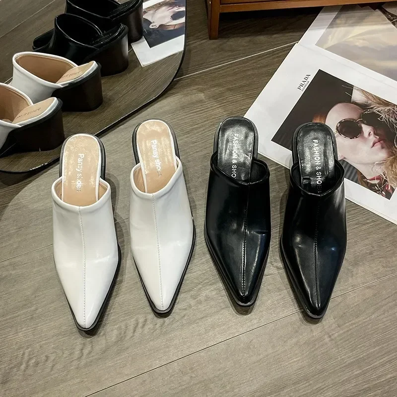 2024 Spring Summer New Slippers Sexy Pointed Toe Slip on Shoes