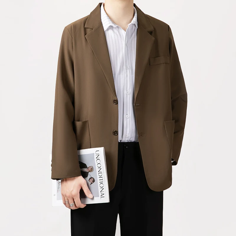 Korean Brand Mens Casual Blazer Fashion Loose Business Casual Suit Coat Gentleman Suit Jacket Men Clothing Homme Blazers