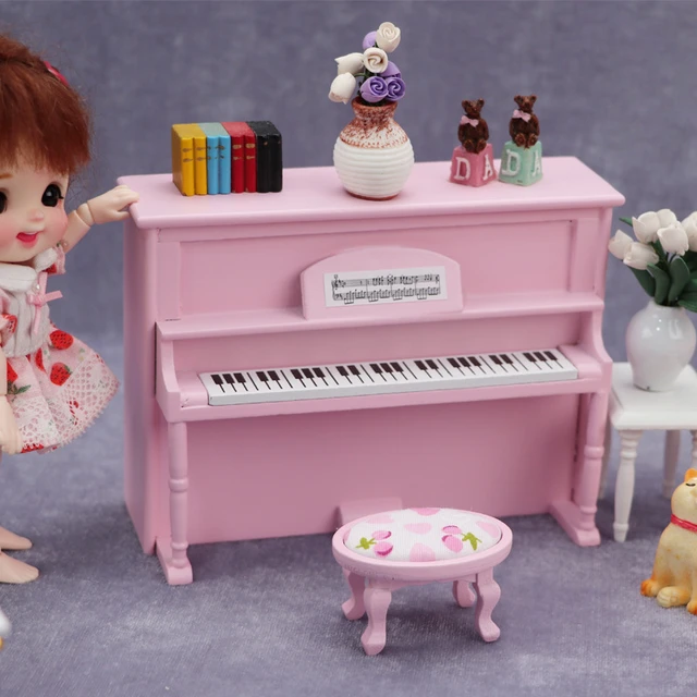 Maison de poupée avec Piano Miniature avec tabouret, modèle d'instrument de  musique, jouet d'éducation précoce, cadeau pour enfants, 1/6 1/12 -  AliExpress