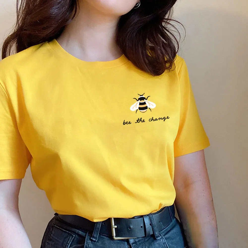 

Bee The Change New Arrival Bees Shirt 100%Cotton Women's Summer Tshirt Unisex Funny Casual Short Sleeve Top Bees Lovers Gift