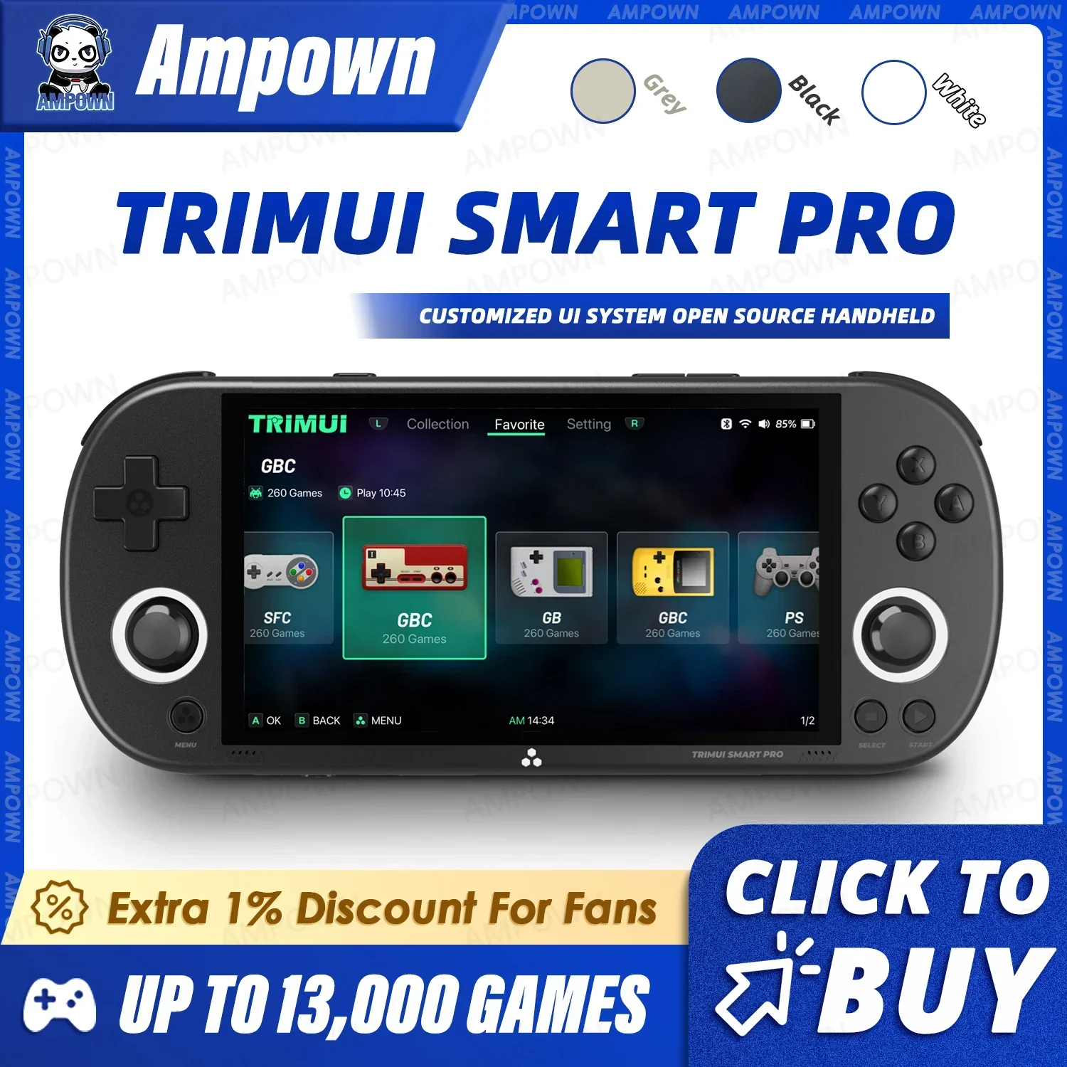 Console De Jeu Portable Smart Pro - Écran IPS 4,96'' - Système Linux - Joystick