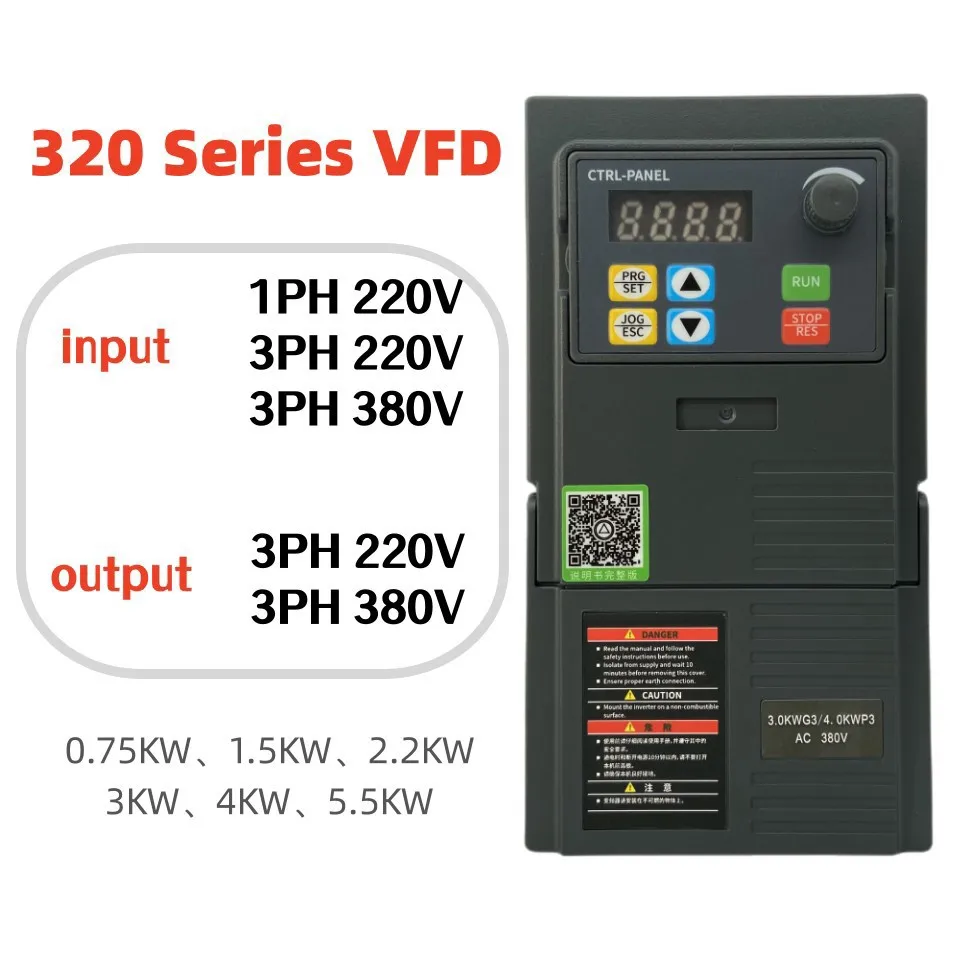 

3KW VFD Inverter 2.2KW 5.5KW Frequency Inverter 3PH 220V 380V Output Frequency Converter Variable Frequency Drive 320