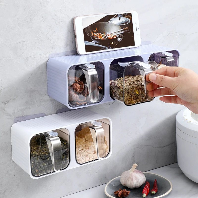 Seasoning Box Kitchen Supplies Wall-mounted Seasoning Storage Monosodium Glutamate Salt Jar Household Jar