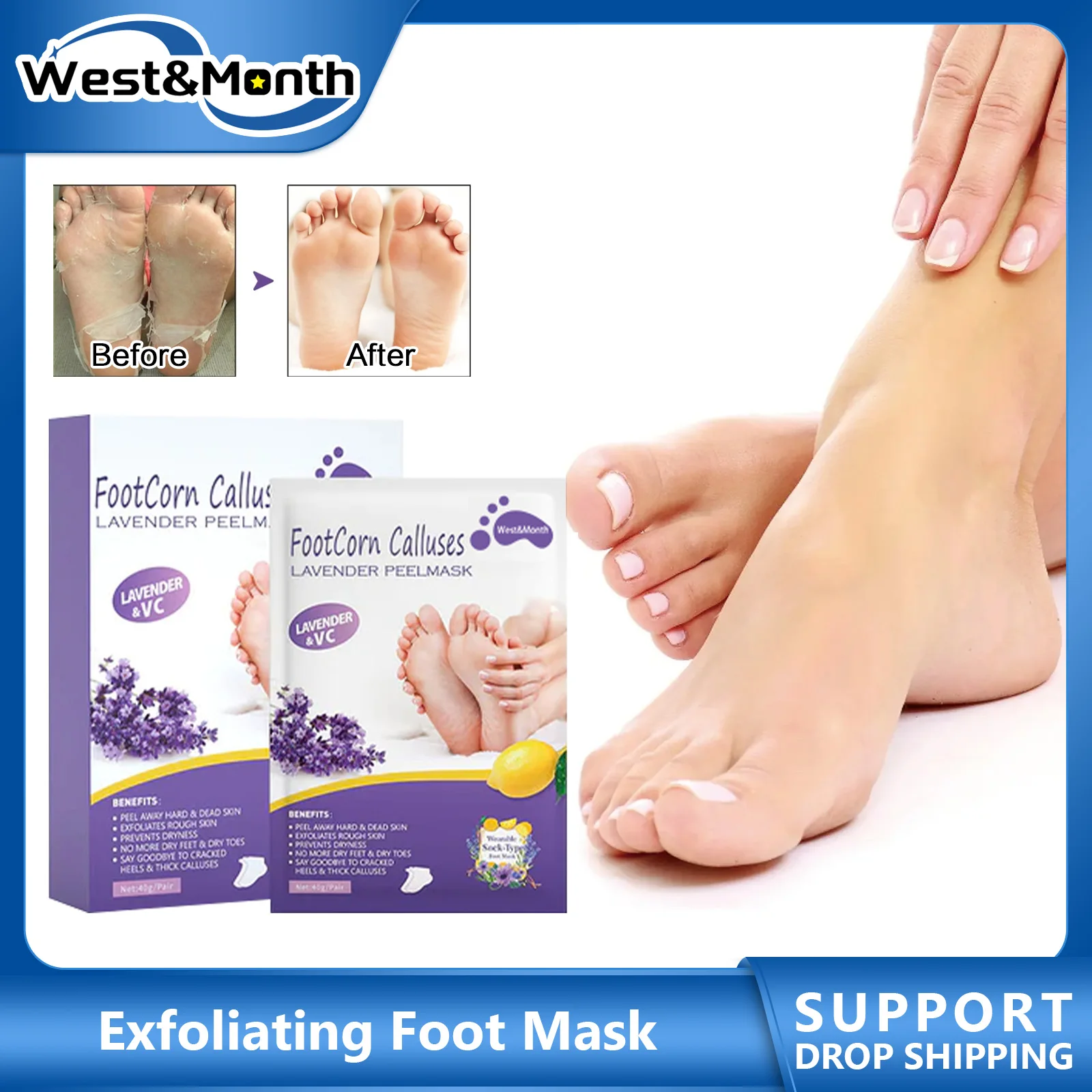 

Foot Exfoliating Mask Remove Dead Skin Calluses Smooth Heel Feet SPA Pedicure Socks Moisturizing Anti-Cracked Peeling Foot Patch