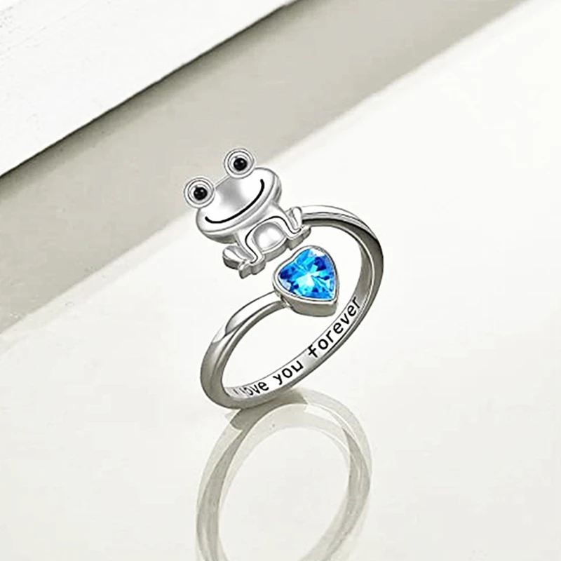 Love You Forever Frog Animal Rings For Women Men Vintage Heart CZ Stone Party Decoration Ring Resizable Unisex Gift wedding rings,signet ring,round rings,cross rings,temperature rings,silver ring,womens ring,fidget rings,couple rings,cubic zircon ring,turkish rings,finger rings,jewelry rings,ring jewelry,anime rings,moissanite ring,survival ring