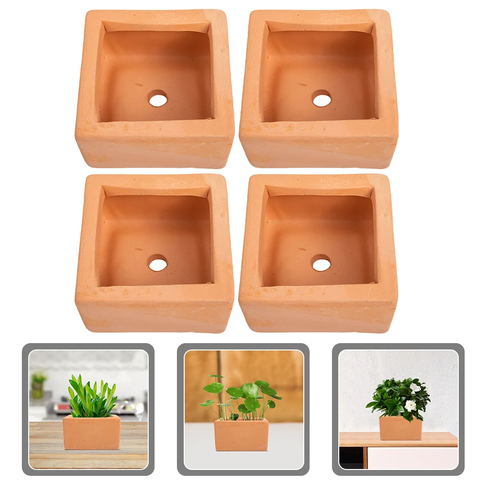 

4Pcs Terracotta Pot Clay Flowerpot Mini Nursery Pot Thickened Plant Nursery Pots Flower Containers