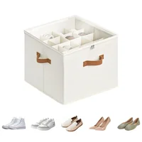 Shoe Organizer, Fabric shoe hanger with Cover, Adjustable Dividers for Shoe storage drawer Box Container  Cube Box Fits 14 Pairs 1